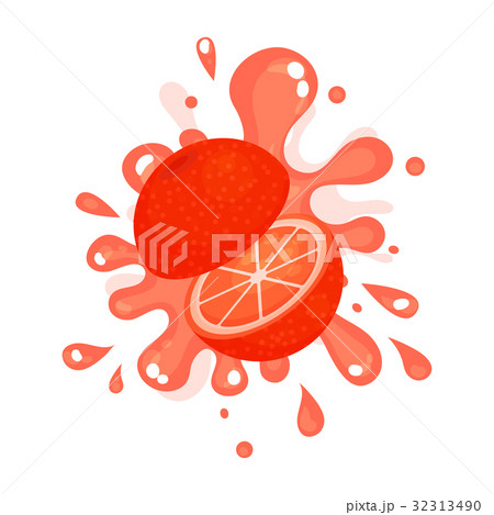 Sliced bloody red orange juice splashing, colorful 32313490