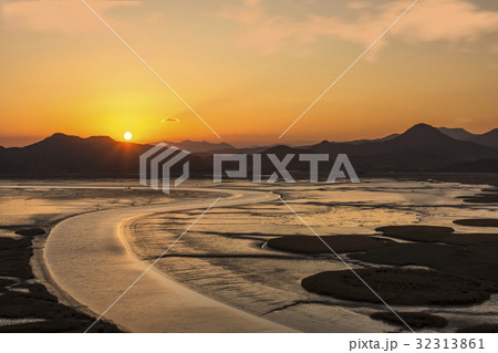 夕焼け 海 順天湾 32313861