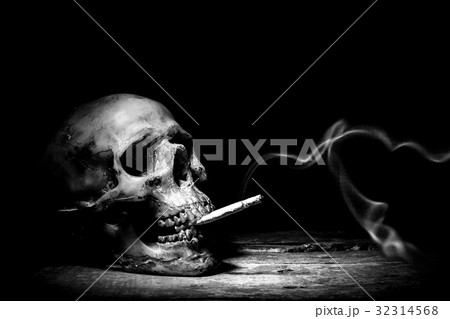 Still life with human skull and cigarette people Still life with human skull and cigarette people 32314568