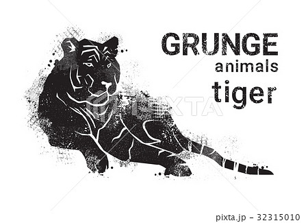 Silhouette Tiger In Grunge Design Style Animal 32315010
