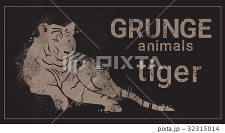 Silhouette Tiger In Grunge Design Style Animal Silhouette Tiger In Grunge Design Style Animal 32315014