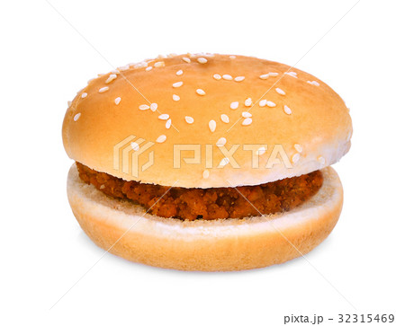 chicken burger, fast food isolated on white  32315469