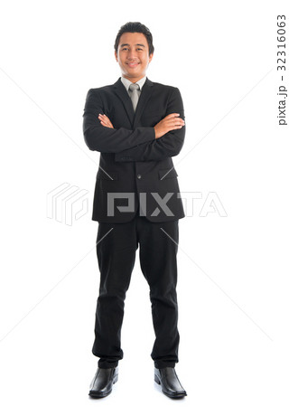 Full length Asian businessman arms folded Full length Asian businessman arms folded 32316063