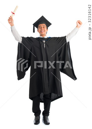 Graduate university student cheering Graduate university student cheering 32316142