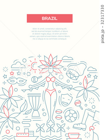Brazil- line design brochure poster template A4 32317330