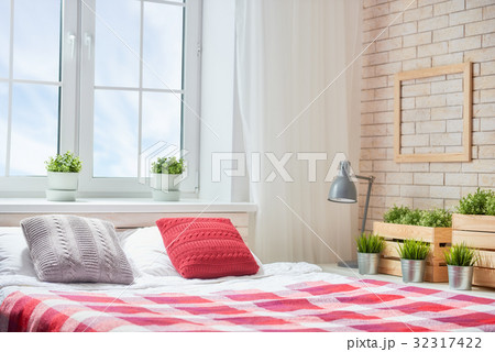 Bedroom in bright colors. Bedroom in bright colors. 32317422