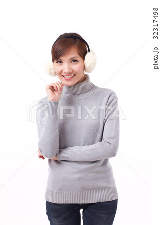 happy asian woman in fall or winter dress 32317498