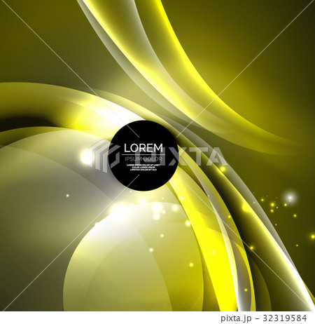 Digital illustration, glowing waves and circles 32319584