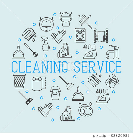 Cleaning service concept thin line icons in circle Cleaning service concept thin line icons in circle 32320985