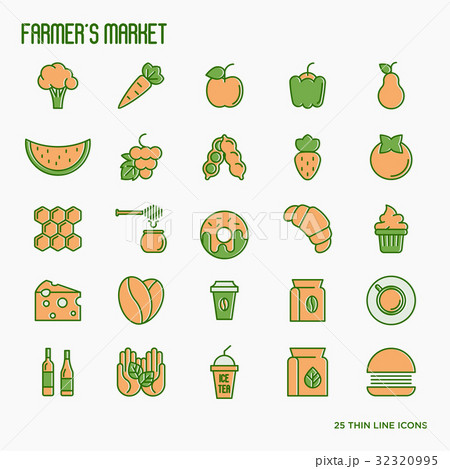 Farmer's market thin line icons set Farmer's market thin line icons set 32320995