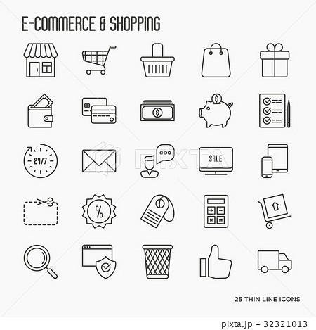 E-commerce, shopping thin line icons set 32321013