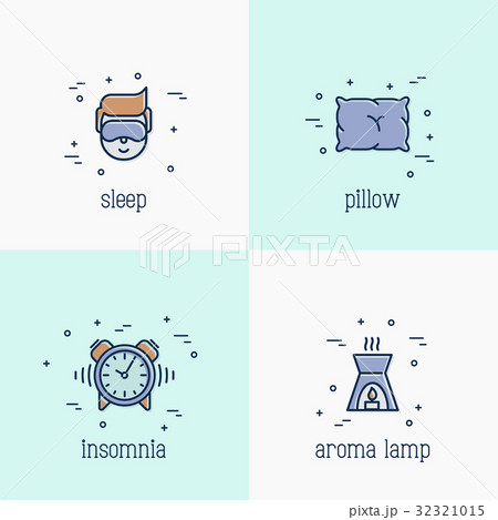 Insomnia and sleep thin line icons 32321015
