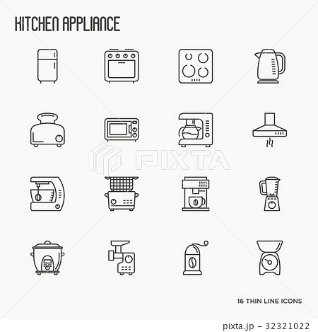 Kitchen appliances thin line icons Kitchen appliances thin line icons 32321022