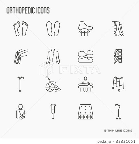 Orthopedic trauma rehabilitation thin line icons 32321051