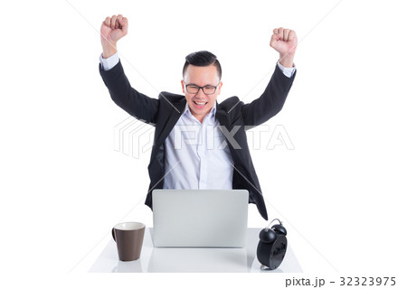 happy asian businessman over white background 32323975