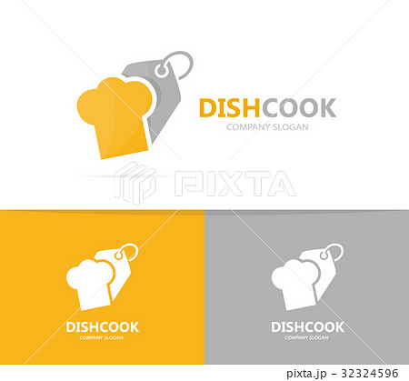 chef hat and tag logo combination. Kitchen and 32324596