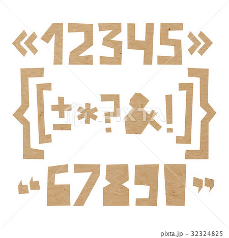 Rough numbers and symbols cut out of paper on Rough numbers and symbols cut out of paper on 32324825
