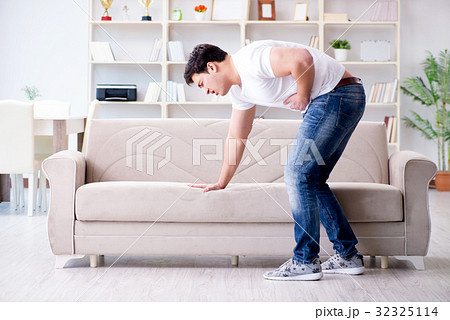 Man suffering from sick stomach and vomiting 32325114