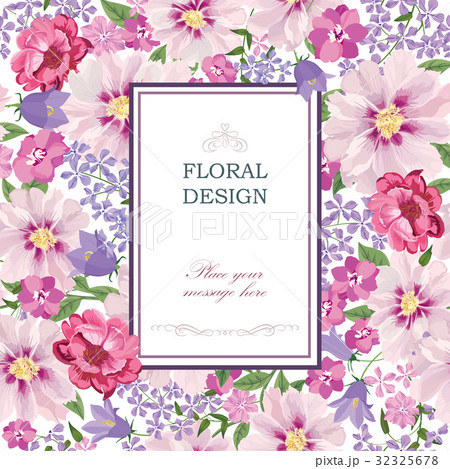 Floral frame. Greeting card. Flower background 32325678