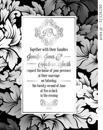 Vintage baroque style wedding invitation card 32326190