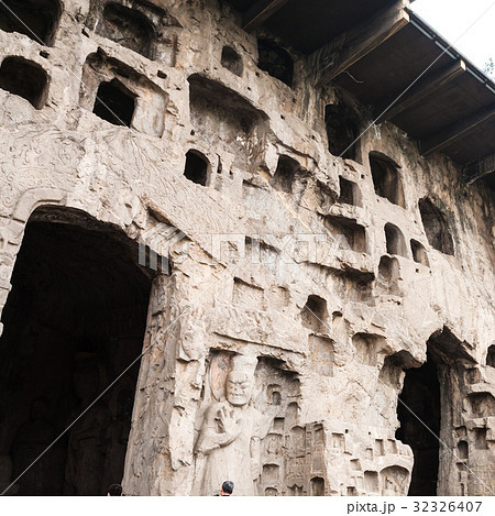 carved wall of hall in caves of West Hill 32326407
