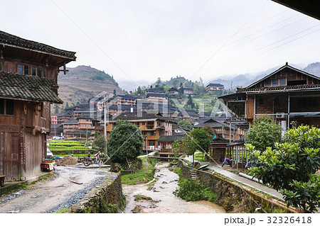 view of Dazhai Longsheng village in spring view of Dazhai Longsheng village in spring 32326418