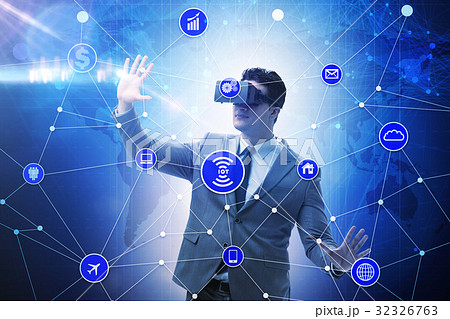 Businessman in smart office concept with vr 32326763