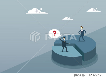 Two Business Men On Pie Diagram Getting Inequality 32327478