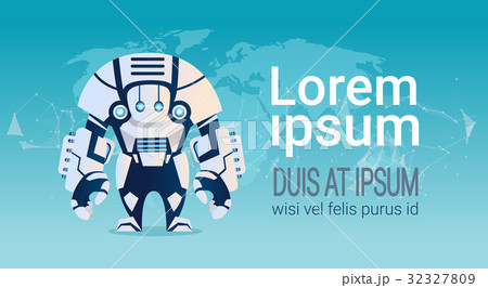 Modern Robot Over World Map Artificial Modern Robot Over World Map Artificial 32327809