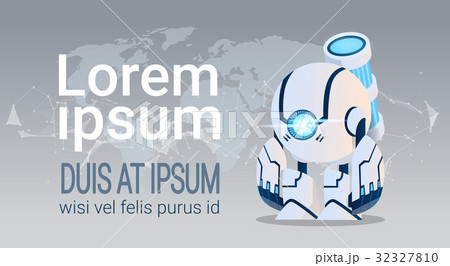 Modern Robot Over World Map Artificial Modern Robot Over World Map Artificial 32327810