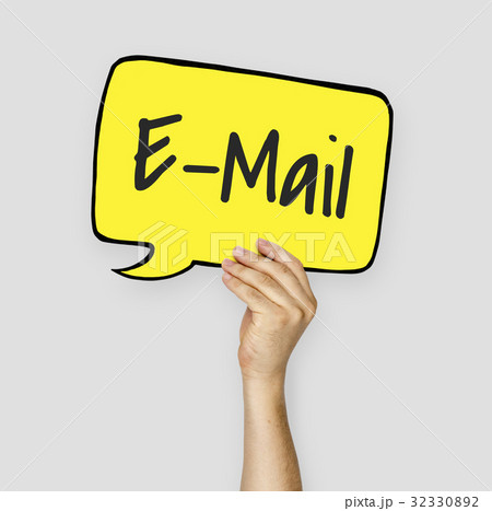 Hand holding network graphic overlay chat box billboard 32330892