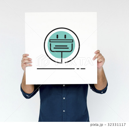 Hands holding network graphic overlay billboard 32331117