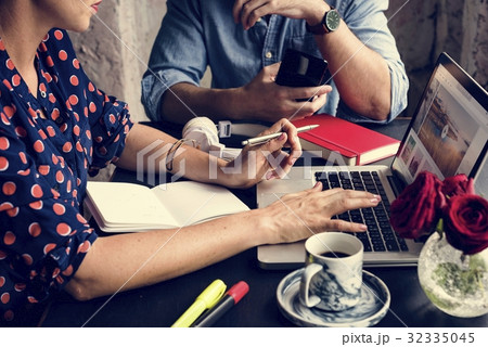 Colleagues Exchanging Opinion Ideas Working Colleagues Exchanging Opinion Ideas Working 32335045