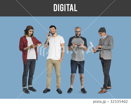 Group of people with digital devices communication technology Group of people with digital devices communication technology 32335402