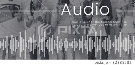 People standing and enjoying music network connection graphic People standing and enjoying music network connection graphic 32335582