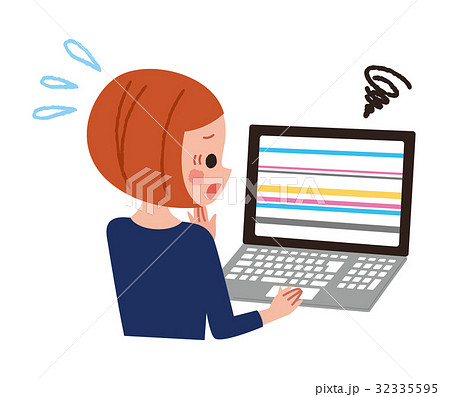 パソコン 壊れる 線のイラスト素材