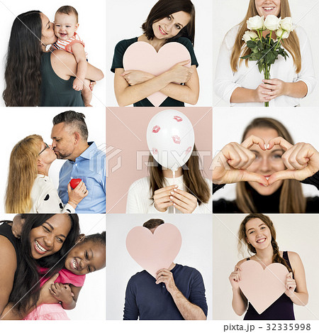 Set of Diversity People Love Smitten Feeling Studio Collage Set of Diversity People Love Smitten Feeling Studio Collage 32335998