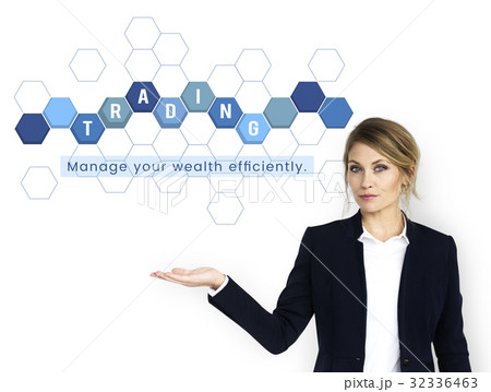Businesswoman with economics financial transaction investment graphic 32336463