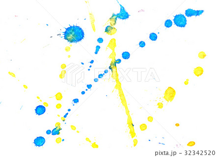 Abstract yellow blue ink splash 32342520
