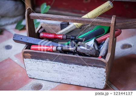 Old Wooden toolbox with old tools Old Wooden toolbox with old tools 32344137