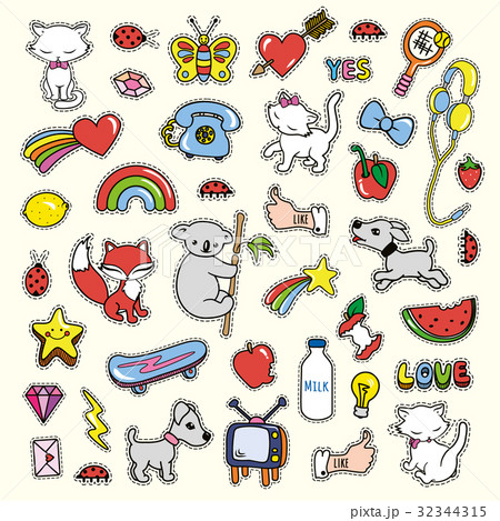 Stickers collections in pop art style isolated on 32344315