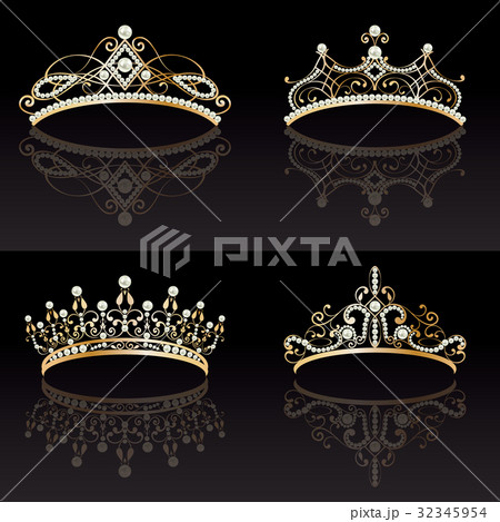 set collection of four golden with pearls feminine 32345954