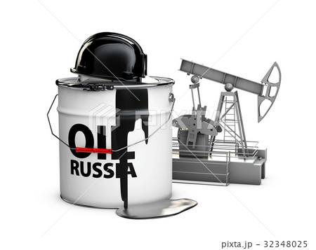 Helmet on the barrel of russian oil with oil pump 32348025