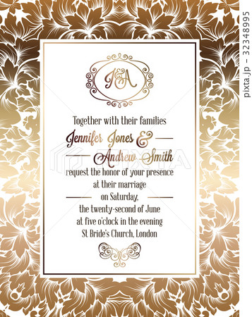 Vintage baroque style wedding invitation card 32348995