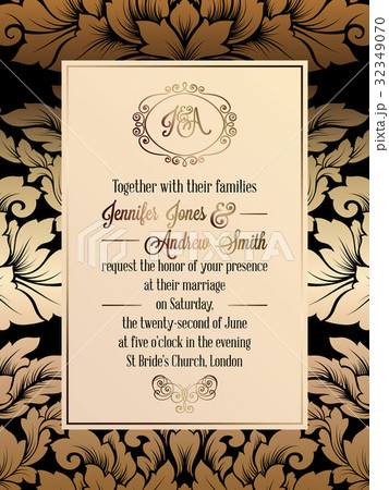 Vintage baroque style wedding invitation card Vintage baroque style wedding invitation card 32349070