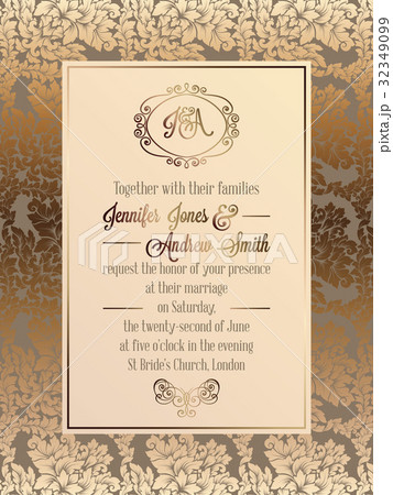 Vintage baroque style wedding invitation card 32349099