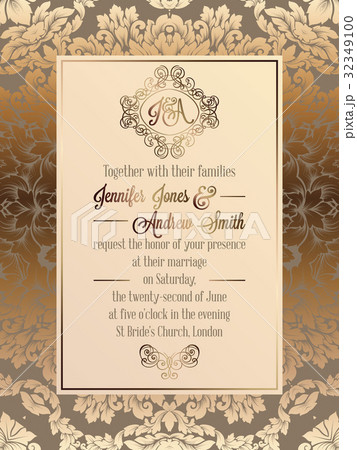 Vintage baroque style wedding invitation card Vintage baroque style wedding invitation card 32349100