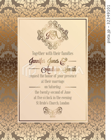 Vintage baroque style wedding invitation card Vintage baroque style wedding invitation card 32349101