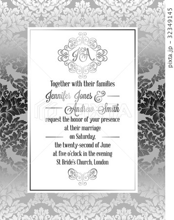 Vintage baroque style wedding invitation card 32349145