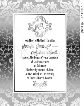 Vintage baroque style wedding invitation card 32349148